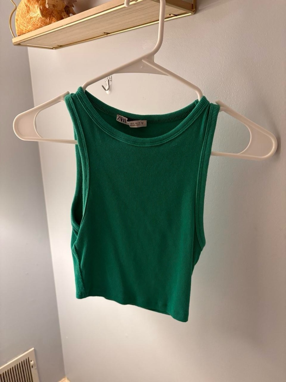 Zara Emerald Ribbed Cropped Tank